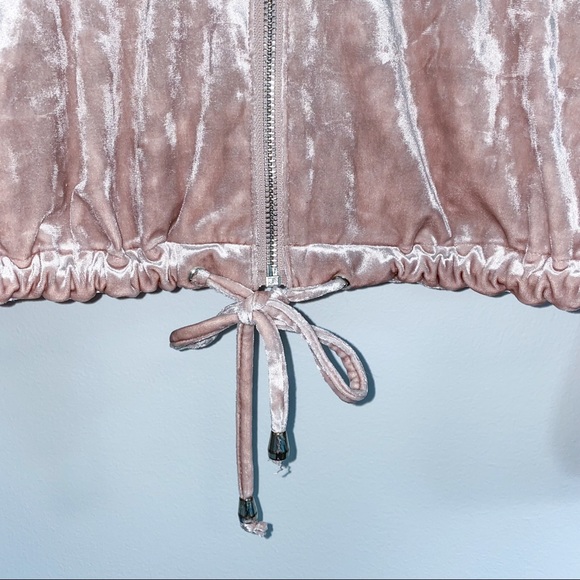 Crushed Velvet Rose Gold Pink Full Zip Jacket - Picture 9 of 11